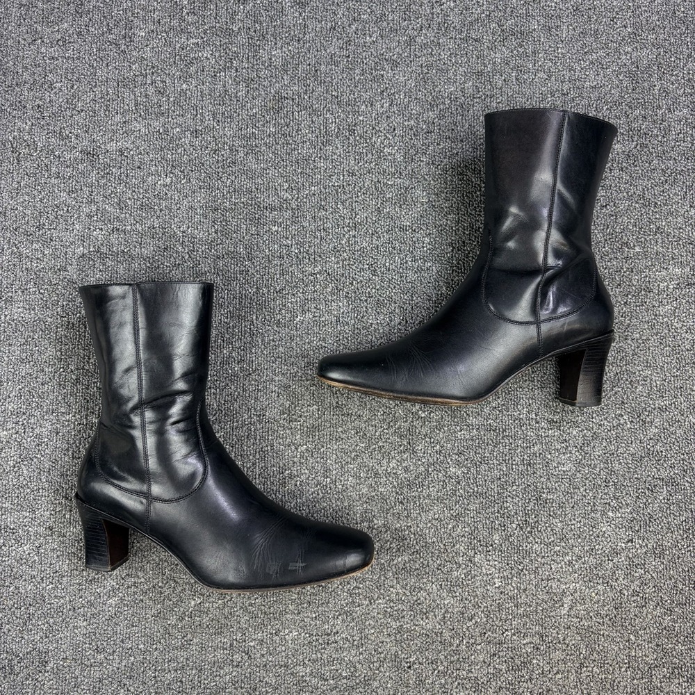 Cole Haan Country Black Leather Heeled Ankle Boots Women's Size 8 B Made Brazil - Picture 4 of 12